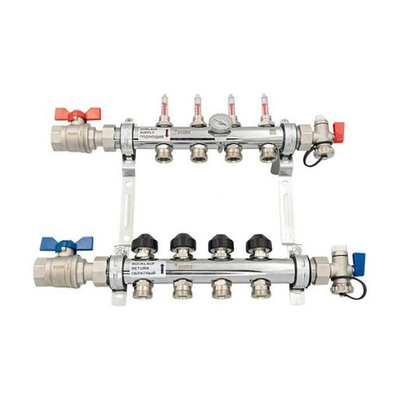 Коллекторная группа для теплого пола РЕХАУ HKV-D - 1" на 4 контура 3/4"EK (нерж. сталь)