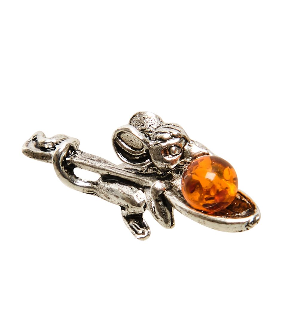 AM-3318 Фигурка кошельковая «Мышка с ложкой» (олово)