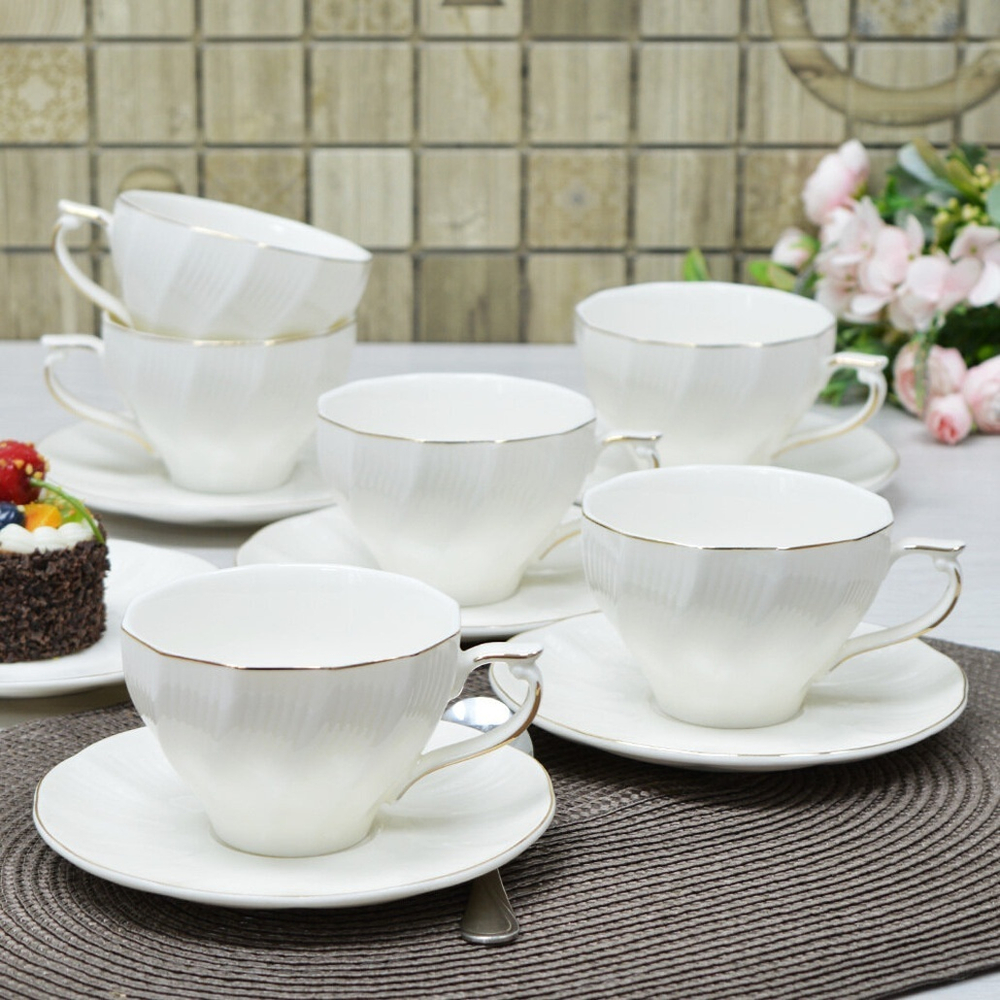 Чайный набор 12 предметов 230мл "Золотая линия" в круглой коробке, 812-0621