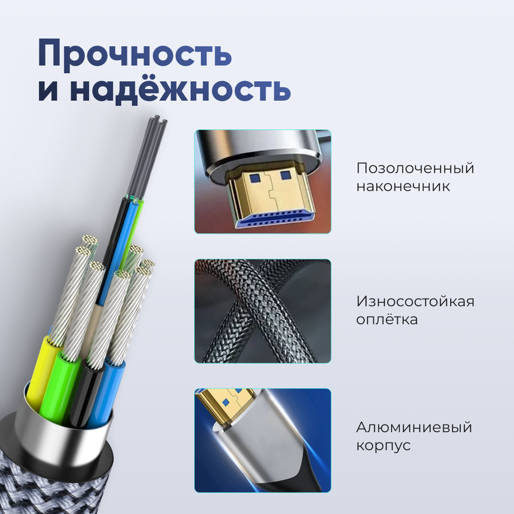Кабель ARLogia HDMI 8K оплётка ткань 3M