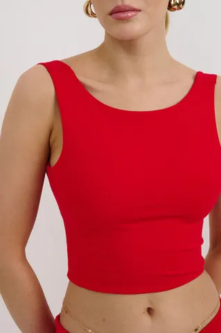 Топ с открытой спиной из вискозы красного цвета