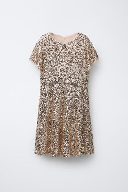 ZARA ПЛАТЬЕ С ПАЙЕТКАМИ, ЗОЛОТИСТЫЙ