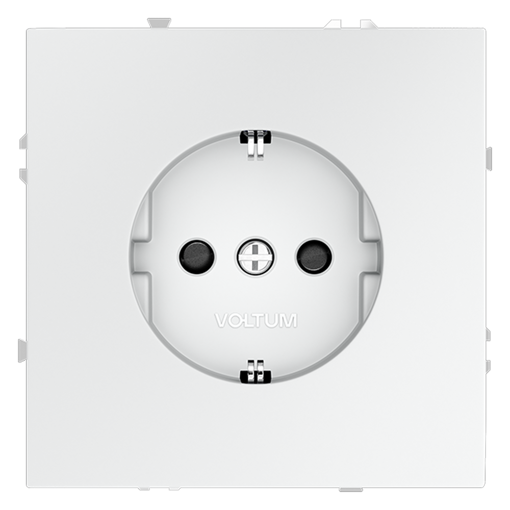 Розетка встраиваемая VOLTUM S70 с заземлением и защитными шторками, 16А, (белый матовый)