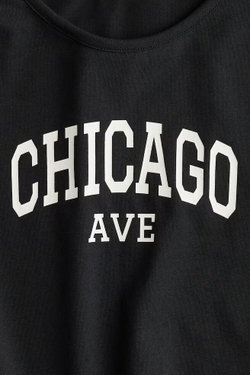 H&M Трикотажный топ с надписью, черный