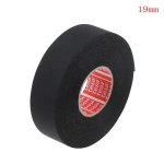 tesa Изолента 51036, 1 шт. 25 м. автомобильная термостойкая черная подкапотная тканевая для жгутования, ПЭТ-ткань лавсан, скрутка для проводов, обмотка