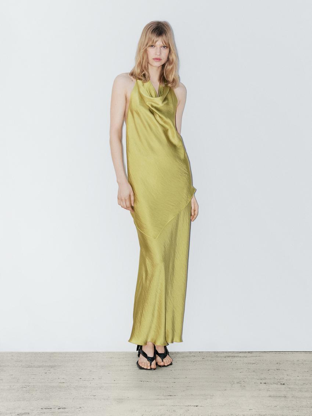 Massimo Dutti Драпированный атласный топ - Studio, бутылочно-зеленый