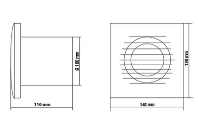 Накладной вентилятор Europlast Т100WP- с проводом и выключателем, белый