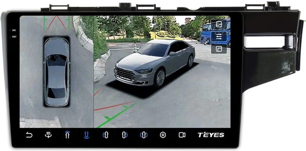 Магнитола для Honda Fit 3 2013-2020 (без штатной камеры ЗВ, рамка 10) - Teyes CC3-2K-360 на Android 10, 2K QLED, 6Гб+128Гб, CarPlay, 4G SIM-слот, 4 камеры в комплекте