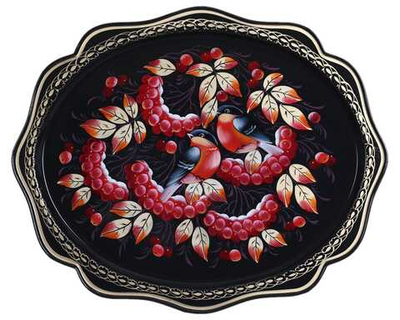 Жостовский поднос декоративный, размер 38х30 см (A15), металлический