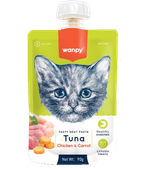 Wanpy Cat Лакомство для кошек Мясной мусс из тунца и курицы с морковью 90гр.