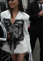 Жакет "Белоснежка" с черным кружевом, Белый