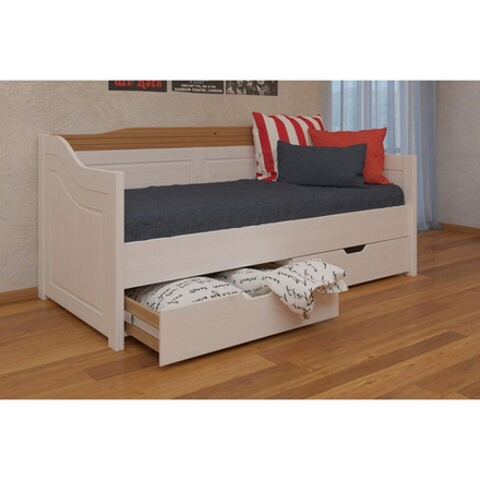 Кровать-диван «Бейли» с выдвижными ящиками 90х200 белый воск/антик