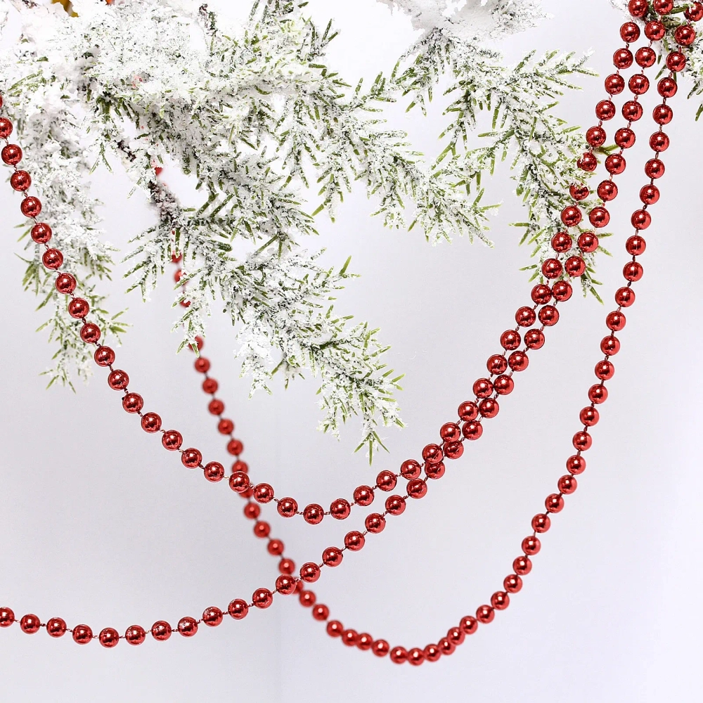 Бусы на елку 2,7м «Шарик» d-6мм, темный рубин (pvc коробка)