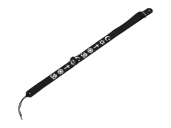 MZ-RG-5ApSymbolsBk Ремень для гитары, черный, аппликация Символы, MEZZO