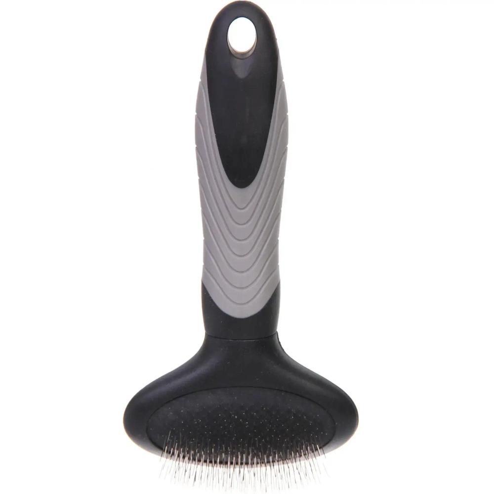 Расческа - пуходёрка для животных «ПРЕМИУМ - МОЙ БРО», прорезиненная ручка, цвет серый/черный, 8,5*17,5см