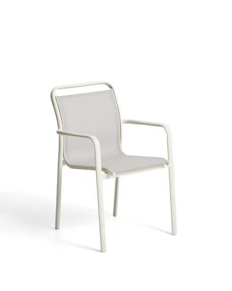 Уличный стул Luri из алюминия цвета экрю и бежевого текстиля