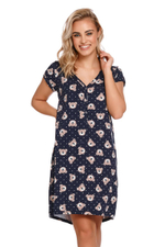 Хлопковая сорочка с принтом в виде мишек (Размер: XL) (Цвет: темно-синий)