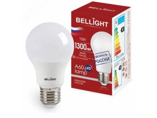 Лампа светодиодная BELLIGHT LED А60 15W 220V Е27 4000К 1300Лм
