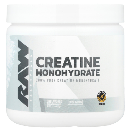 Raw Nutrition, Essentials, моногидрат креатина, без добавок, 150 г (5,29 унции)