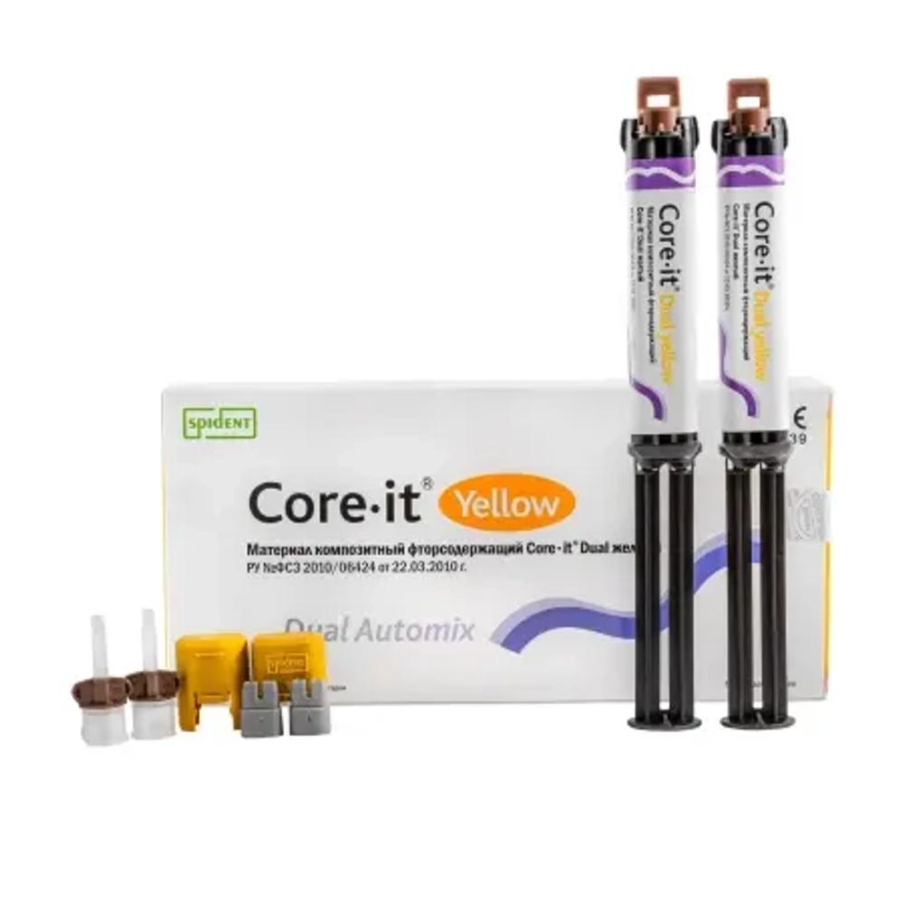 Core. it Dual жёлтый большой ( 10 г * 2 шприца, пластина для смешивания) материал комп-й фторсоде