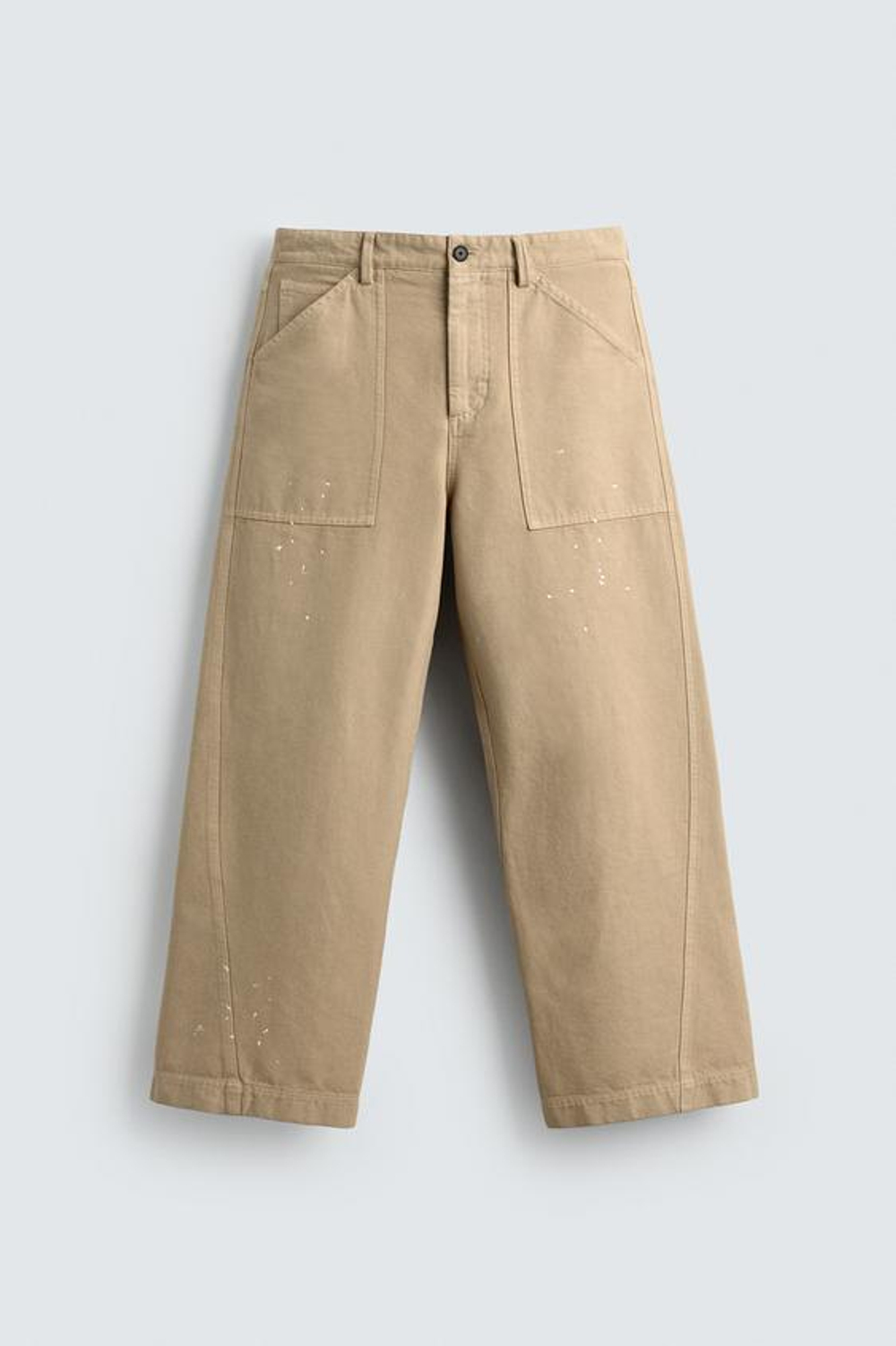 ZARA БРЮКИ С БРЫЗГАМИ КРАСКИ ЛИМИТИРОВАННАЯ СЕРИЯ, ПЕСОЧНЫЙ