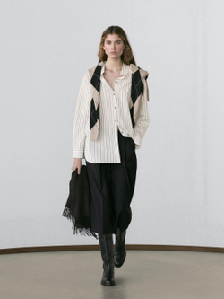 Massimo Dutti Рубашка из струящейся ткани в полоску, белый