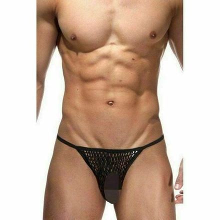 Трусы мужские стринги черные в сетку LaBlinque LB15092