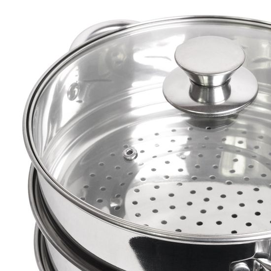 Пароварка 2-х уровневая из нержавеющей стали Kamille KM-5817 (диаметр 24 см)