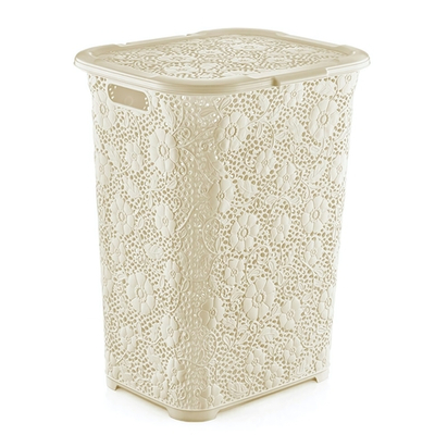 Корзина для белья 50л "Ажурная", цвет кремовый