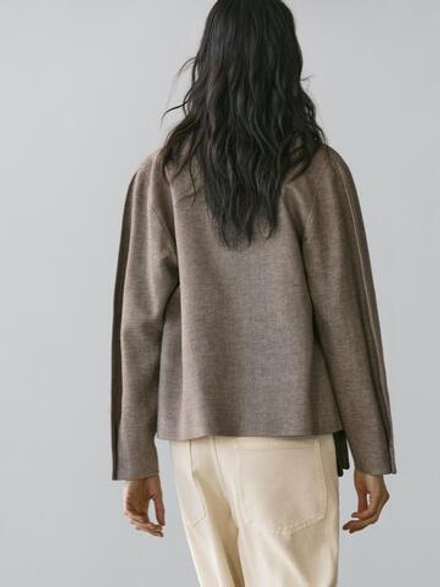 Massimo Dutti Короткая куртка из смесового льна, кротово-коричневый