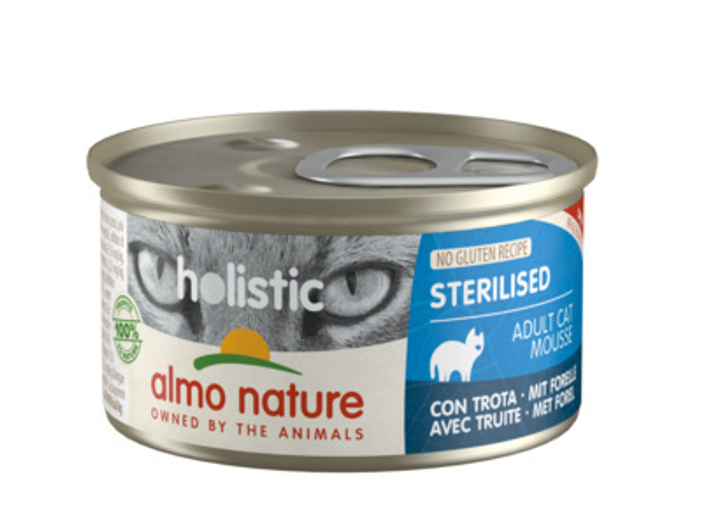 Almo Nature Консервы для кастрированных кошек с форелью (Holistic Cat wet Sterilised - with Trout) 0,085 кг x 1 шт.