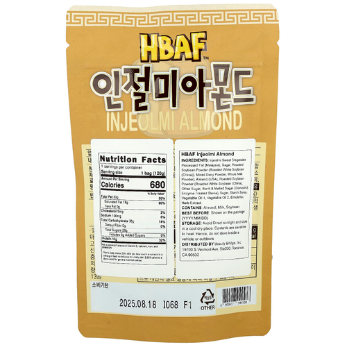 HBAF, Миндаль инчжолми, 120 г