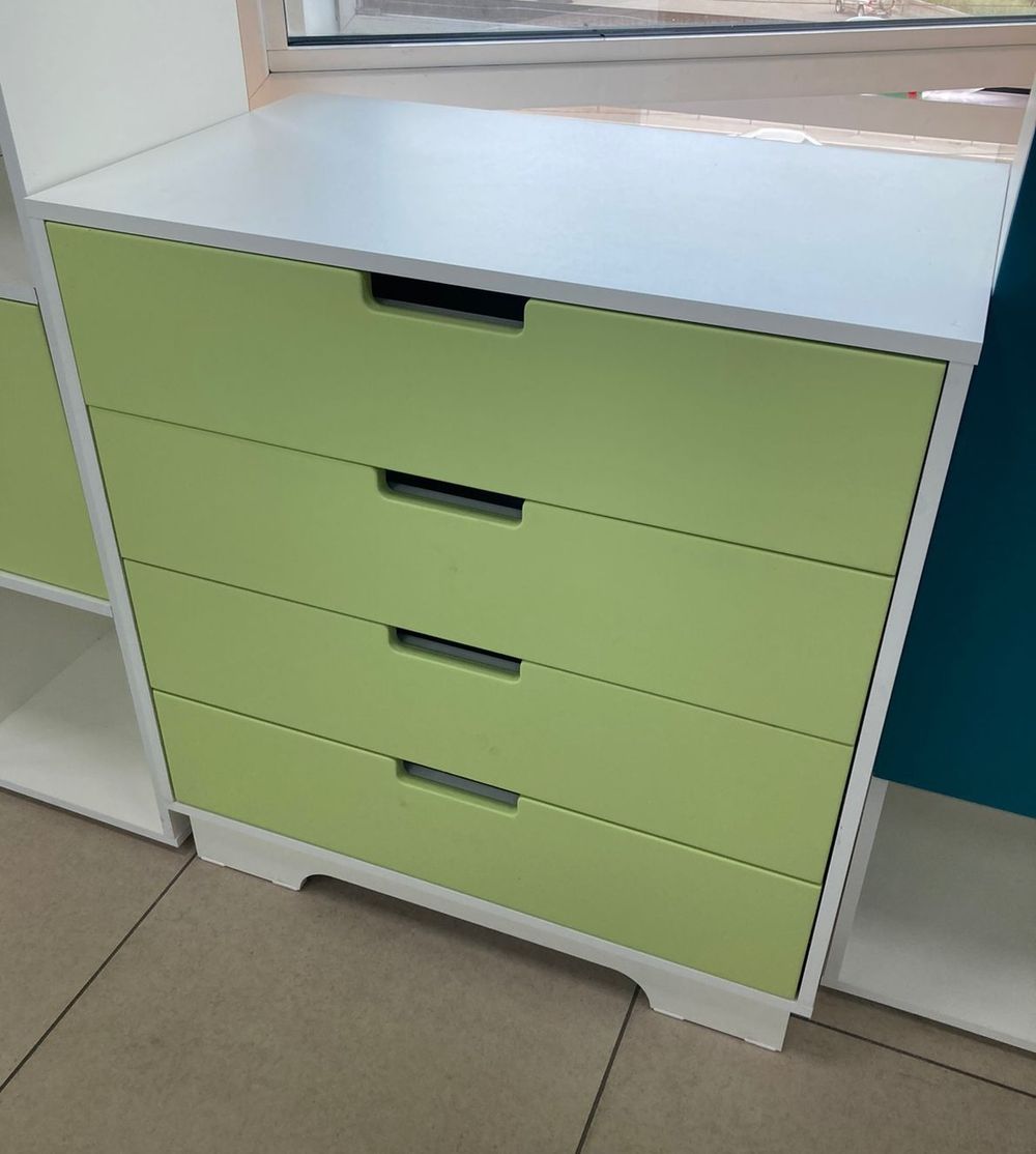 Комод Облако с 4 ящиками МДФ белый/мята