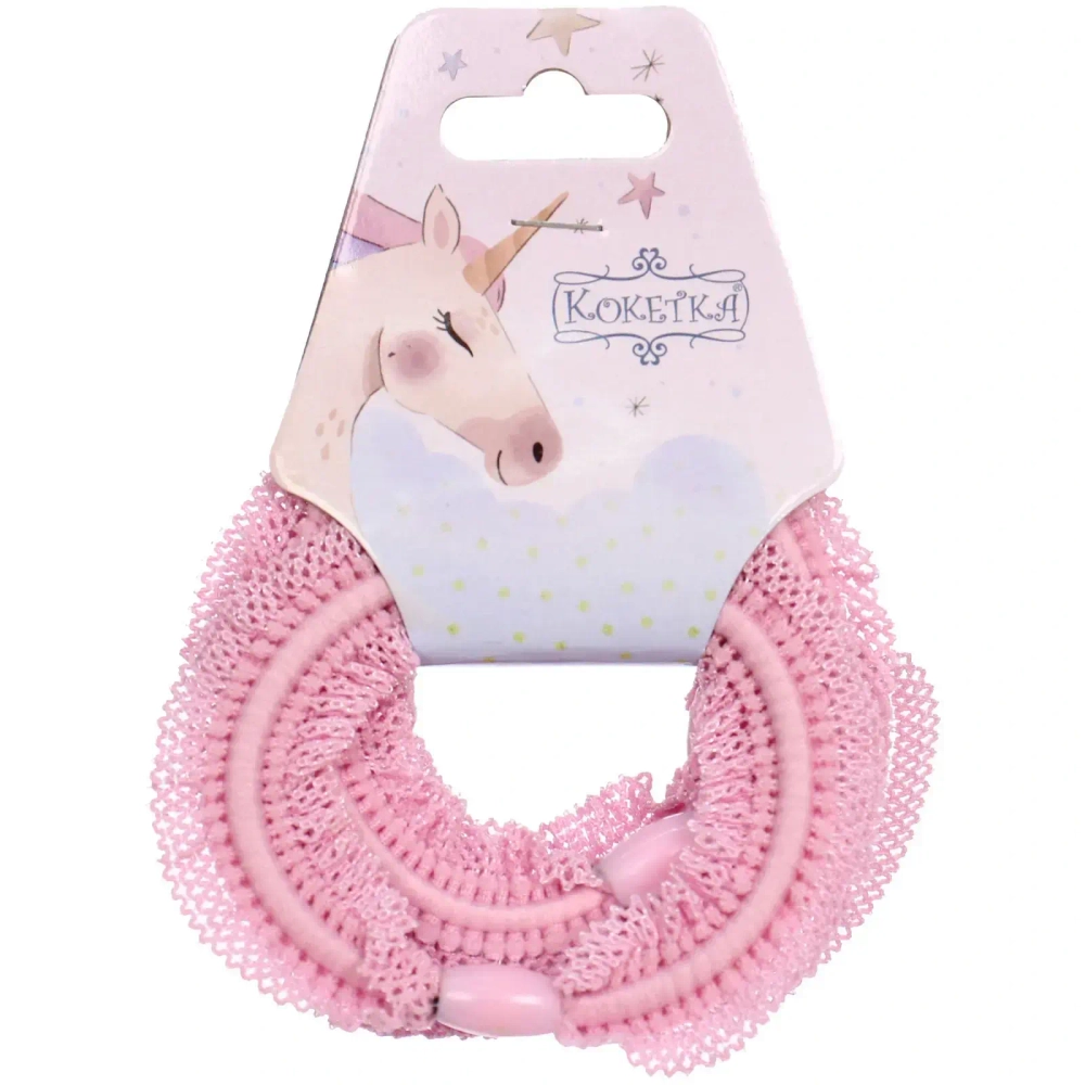 Резинки для волос в наборе 5шт «АЛИСА», цвет цвет пудровый, d-5,5см (Подвес Единорог)