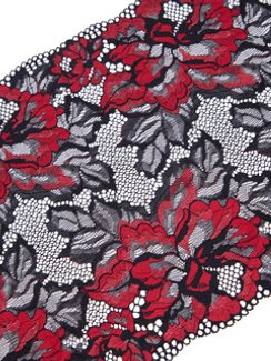 03-274 Кружево эластичное 23 см, черный/красный