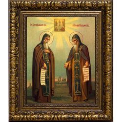 Сергий и Герман Валаамские Святые Преподобные. Икона на холсте.