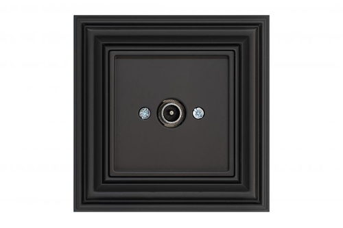 Розетка ТВ проходная Черный матовый LIREGUS RETRO