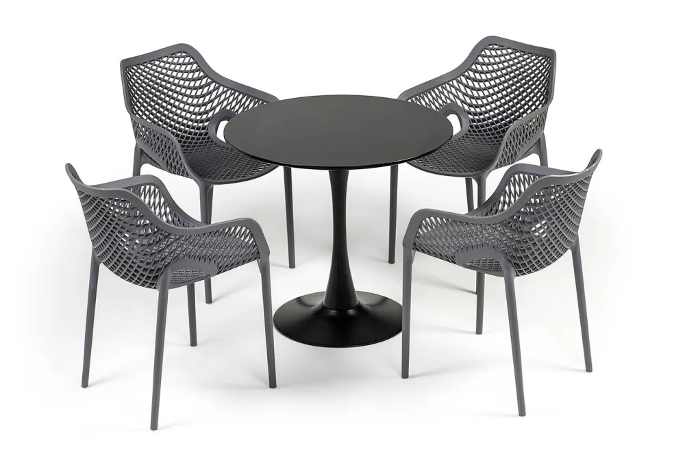 "Беллини" обеденная группа на 4 персоны, цвет темно-серый