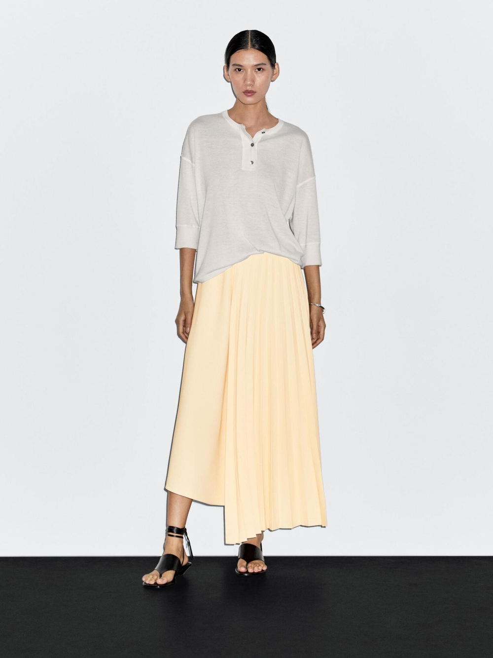 Massimo Dutti Юбка асимметричного кроя в складку, желтый