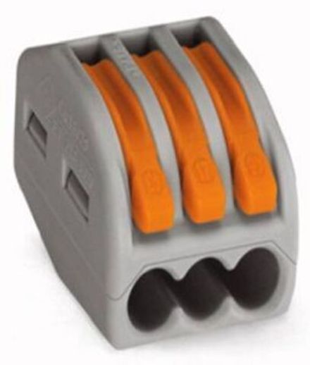 222-413 Универсальная клемма, 3-проводная, серая (0,08-2,5/4 мм²) (50 шт/уп) WAGO