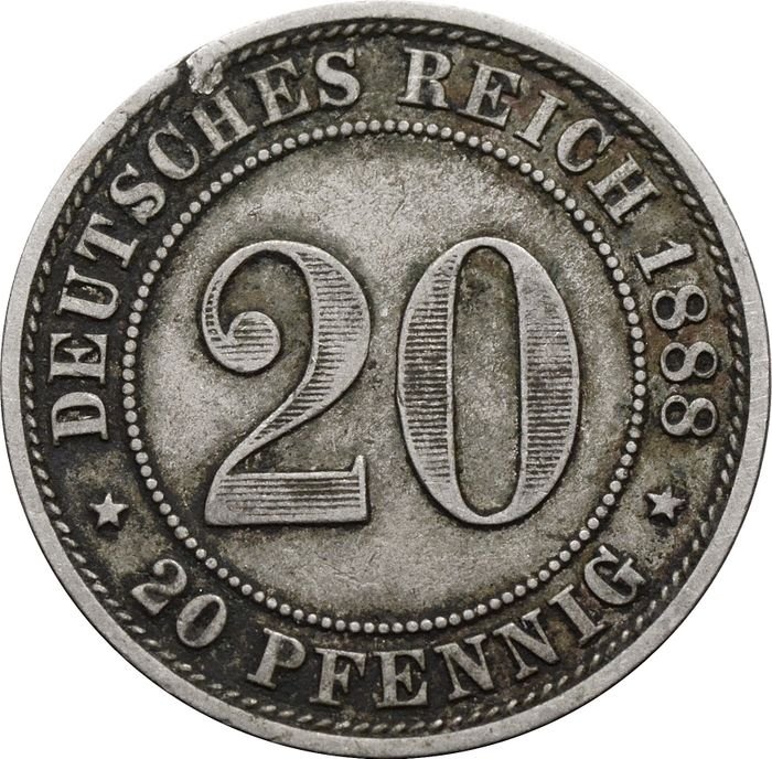 20 пфеннигов 1888 Германская империя "A"