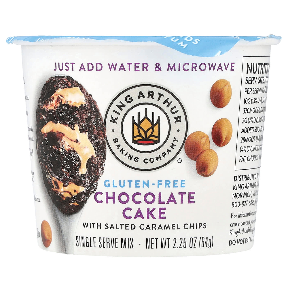 King Arthur Baking Company, Шоколадный торт с соленой карамелью, без глютена, 64 г (2,25 унции)