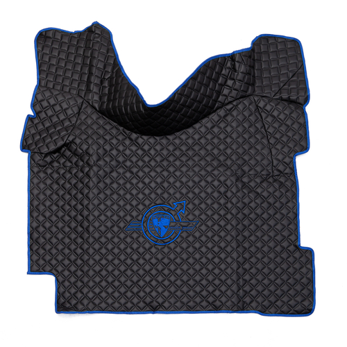 Ковры VOLVO FH-12 2009-2013г (автомат) (экокожа, черный, синий кант, синяя вышивка)