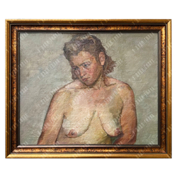 [Ню] Динес Ю. С. Ню с поворотом головы. Холст, масло.