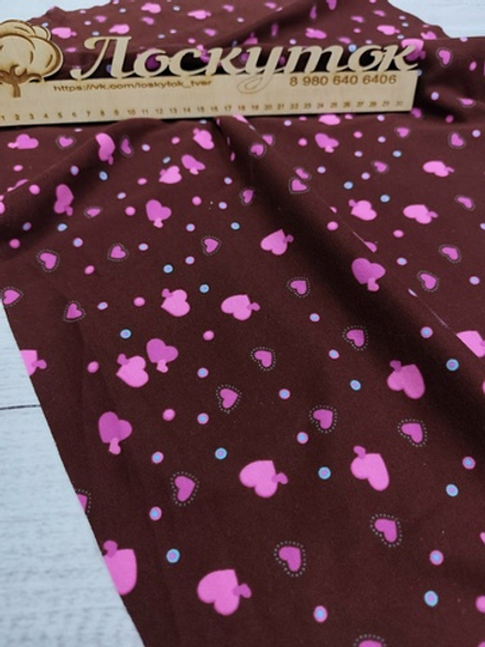 Интерлок / Сердечки на коричневом