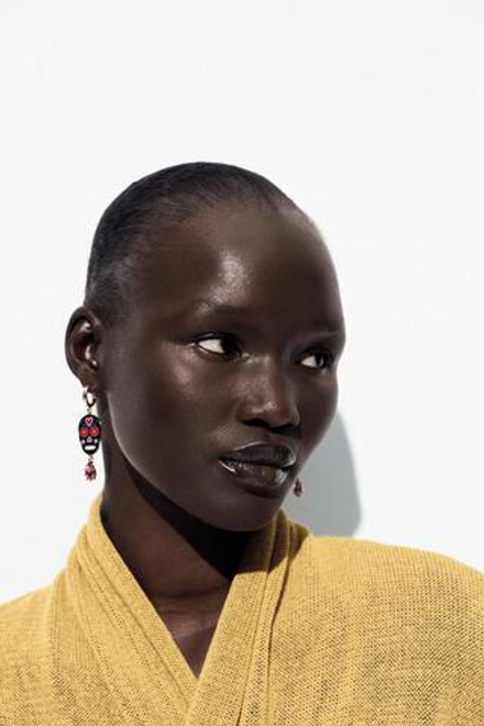 ZARA СЕРЬГИ С ЧЕРЕПОМ И СТРАЗАМИ, ЗОЛОТИСТЫЙ