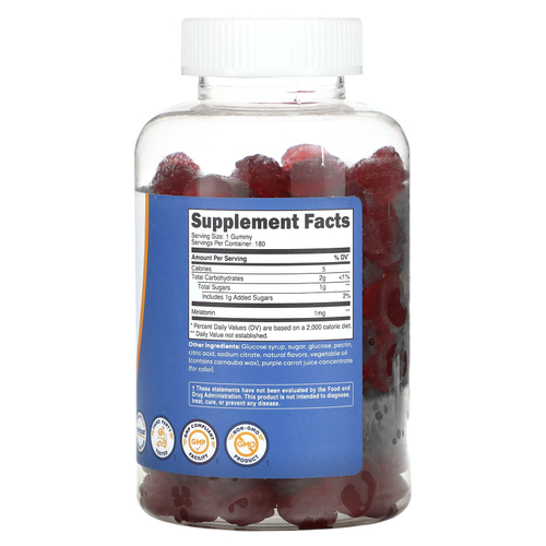 Nutricost, Мелатонин, клубника, 1 мг, 180 жевательных таблеток
