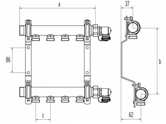 Коллектор Rehau HLV 10 контуров для систем радиаторного отопления (арт. 11102161001)