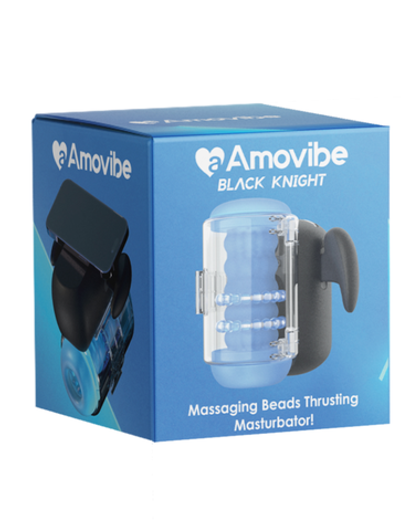 Инновационный робот-мастурбатор Black Knight с массажем бусинам Amovibe