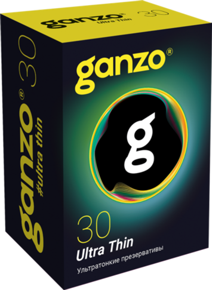 Презервативы Ganzo Ultra thin, ультратонкие, латекс, 18 см, 30 шт